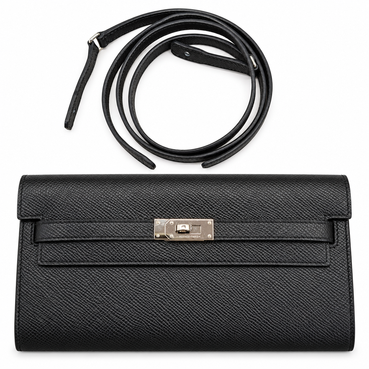 Hermès Kelly Wallet Noir Epsom Leather PHW
