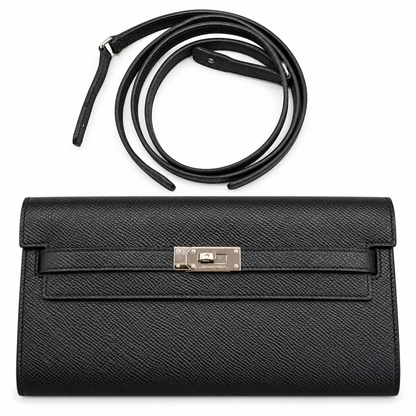 Hermès Kelly Wallet Noir Epsom Leather PHW