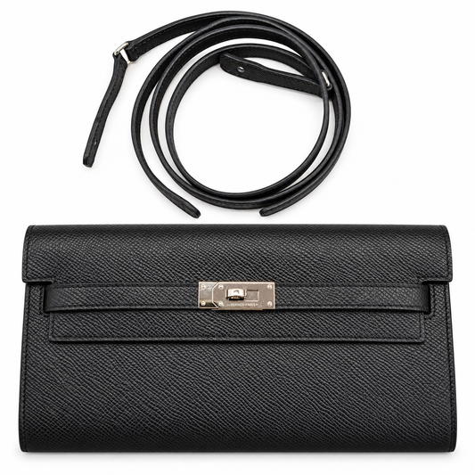 Hermès Kelly Wallet Noir Epsom Leather PHW