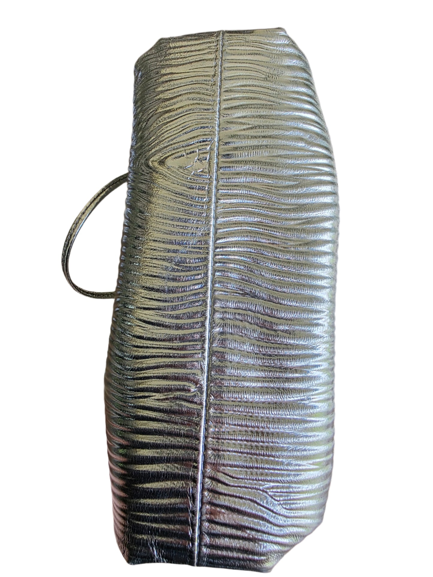 Bottega Veneta Metallic Bark Calfskin The Mini Pouch Silver