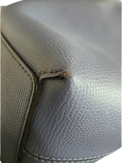 Burberry Calfskin Haymarket Check Small Reversible Tote Slate Blue