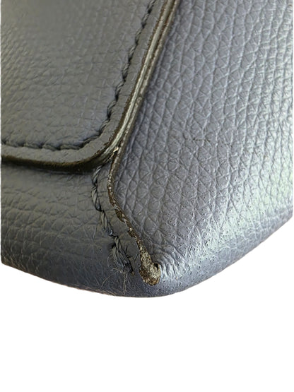 Burberry Calfskin Haymarket Check Small Reversible Tote Slate Blue