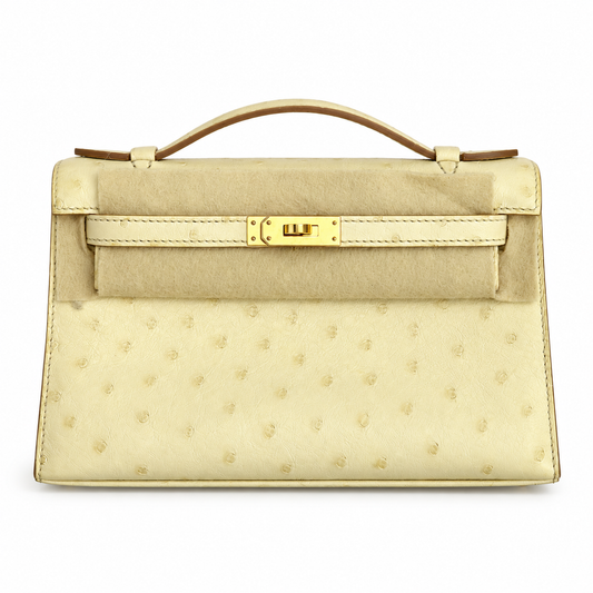 Hermès Mini Kelly Pochette Beton Ostrich Leather