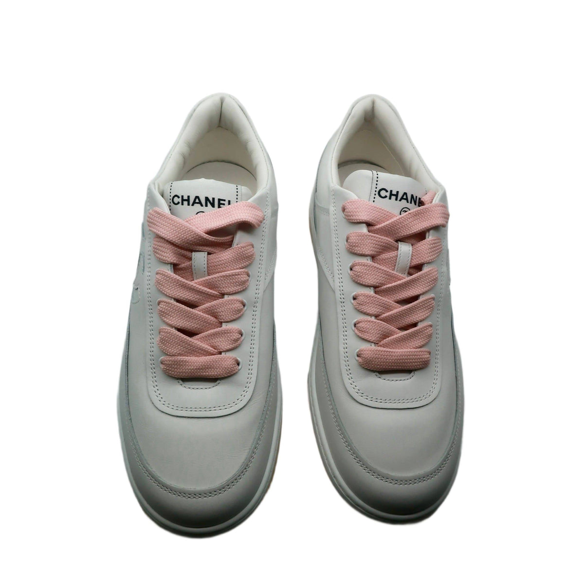 Chanel CC Low Top Sneakers White and Pink