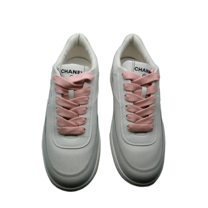 Chanel CC Low Top Sneakers White and Pink