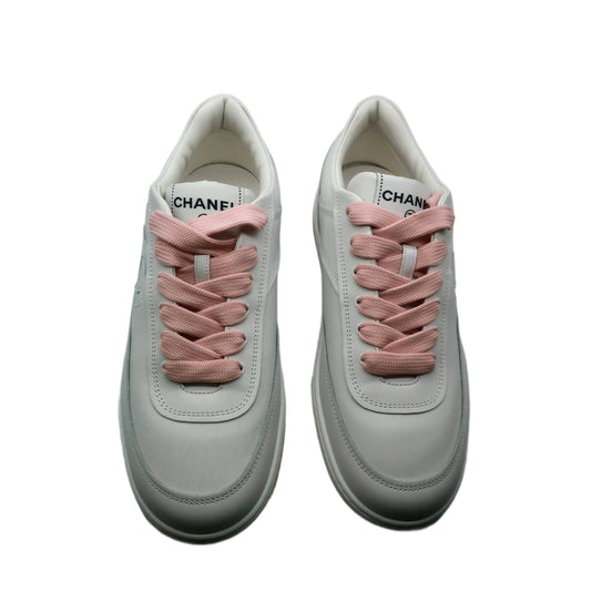 Chanel CC Low Top Sneakers White and Pink
