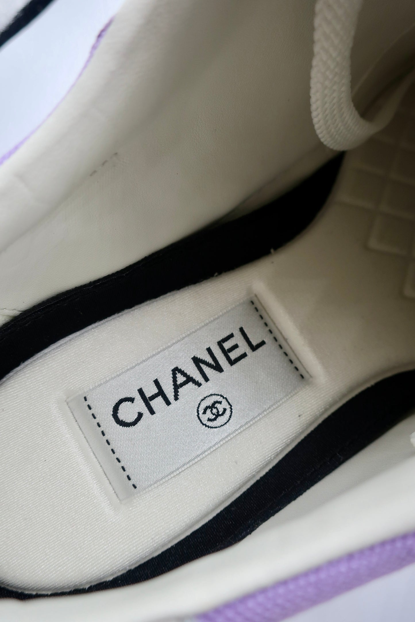 Chanel Cotton Sneakers 39 Purple White