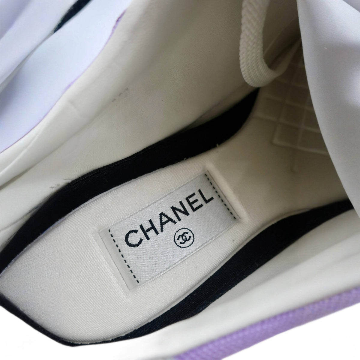 Chanel Cotton Sneakers 39 Purple White