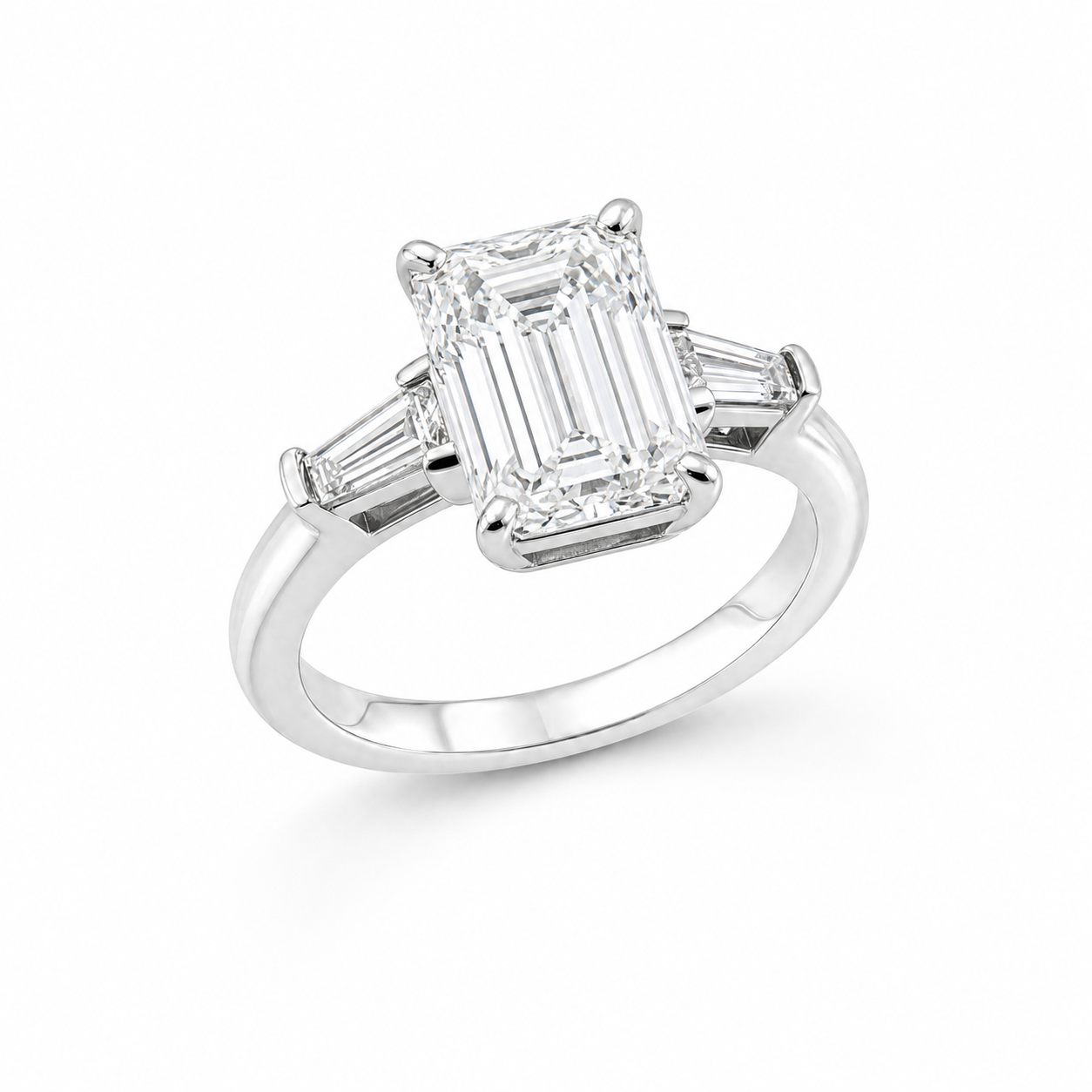 JANARY Emerald Cut 3-Carat Diamond Ring in 18K White Gold