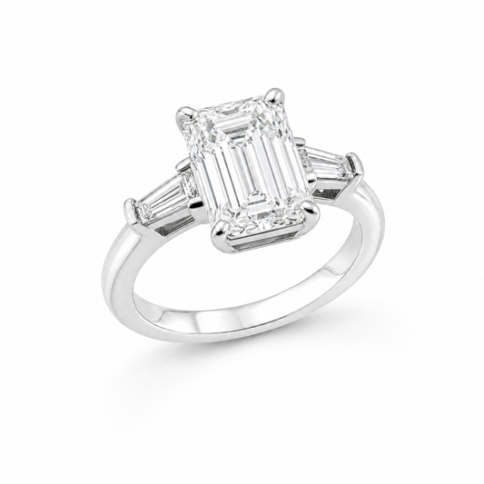 JANARY Emerald Cut 3-Carat Diamond Ring in 18K White Gold