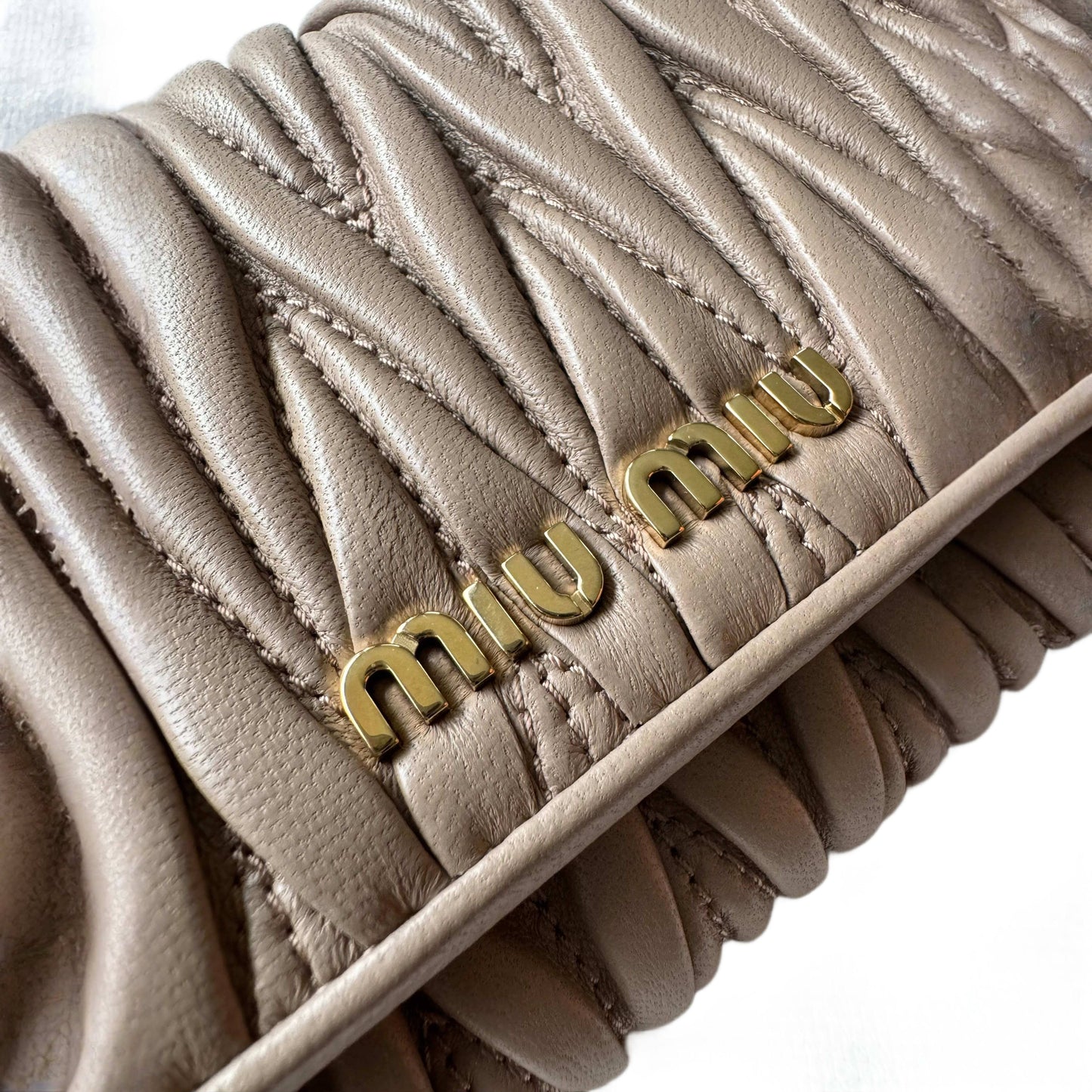 MIU MIU Pink Nude Leather Quilted Wallet