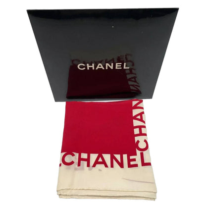 CHANEL Mademoiselle silhouette Silk Scarf W/Paper Case