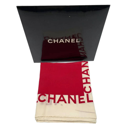 CHANEL Mademoiselle silhouette Silk Scarf W/Paper Case
