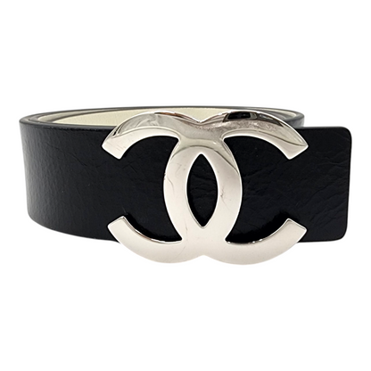 Chanel Calfskin CC Reversible Belt 80cm / 32 in Black and White