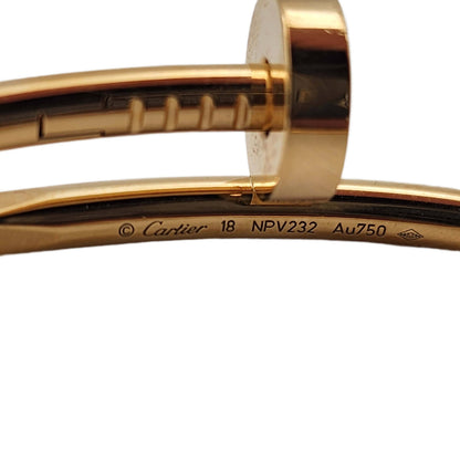 Cartier 18K Yellow Gold Juste un Clou Bracelet Size 18, Classic (Medium) Model