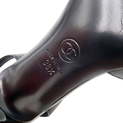Chanel 26A Métiers Blazy Noir Rouge Pomme Sling CC Logo Pump Slingback Heel Size 38.5