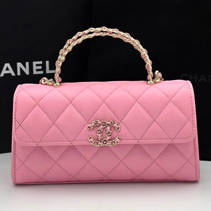Chanel Quilted Pink Caviar Flap Phone Holder with Chain Spring-Summer 2026 Collection