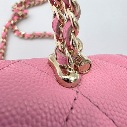 Chanel Quilted Pink Caviar Flap Phone Holder with Chain Spring-Summer 2026 Collection