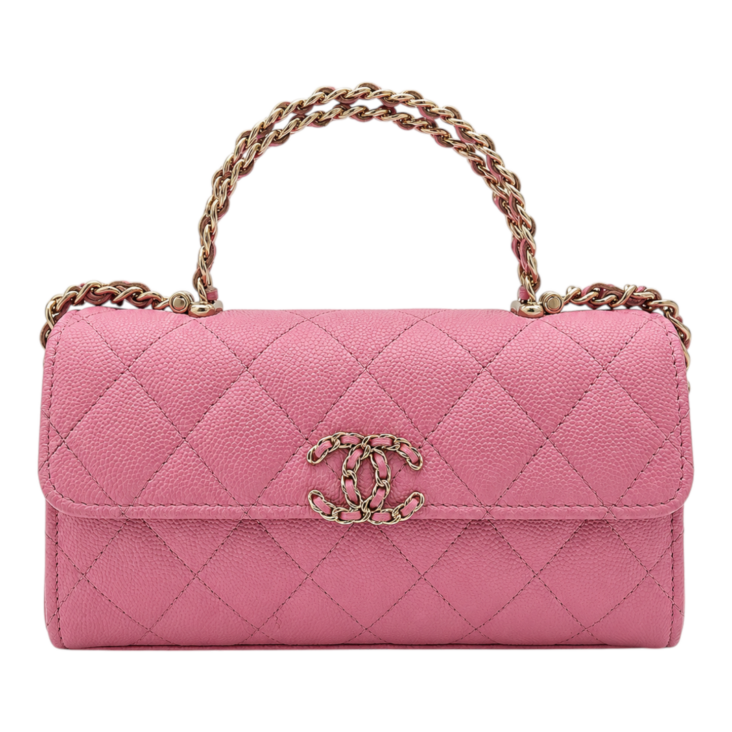 Chanel Quilted Pink Caviar Flap Phone Holder with Chain Spring-Summer 2026 Collection