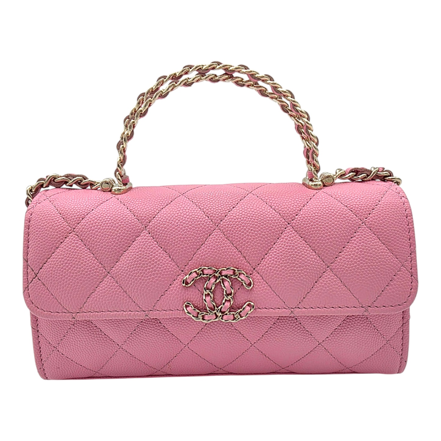 Chanel Quilted Pink Caviar Flap Phone Holder with Chain Spring-Summer 2026 Collection