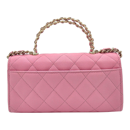 Chanel Quilted Pink Caviar Flap Phone Holder with Chain Spring-Summer 2026 Collection