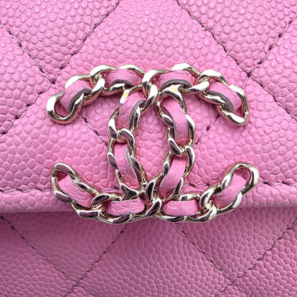 Chanel Quilted Pink Caviar Flap Phone Holder with Chain Spring-Summer 2026 Collection