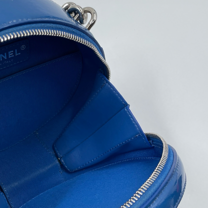 Chanel Round as Earth Patent Leather Crossbody Bag Blue SHW