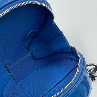 Chanel Round as Earth Patent Leather Crossbody Bag Blue SHW