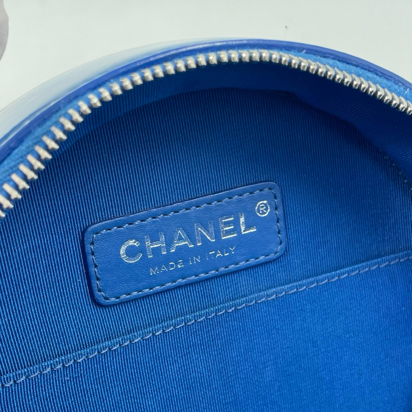 Chanel Round as Earth Patent Leather Crossbody Bag Blue SHW