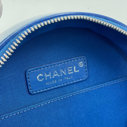 Chanel Round as Earth Patent Leather Crossbody Bag Blue SHW