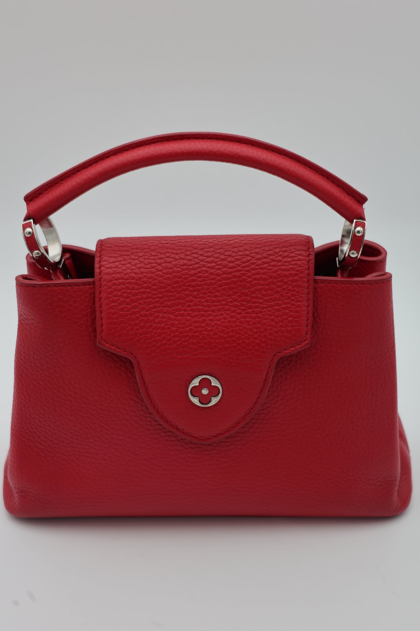 Louis Vuitton Capucines BB Bag In Scarlet Red Taurillon With Silver-tone Hardware