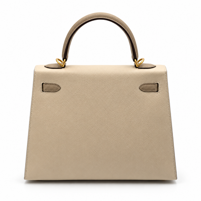 Hermès Kelly 25 Cream White Epsom Leather GHW