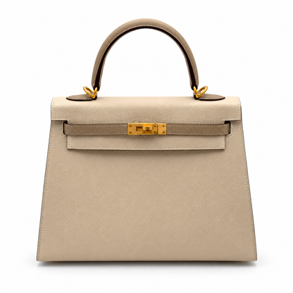 Hermès Kelly 25 Cream White Epsom Leather GHW