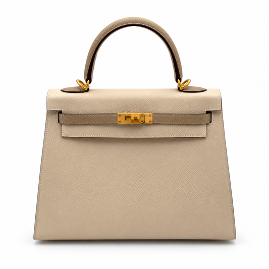 Hermès Kelly 25 Cream White Epsom Leather GHW