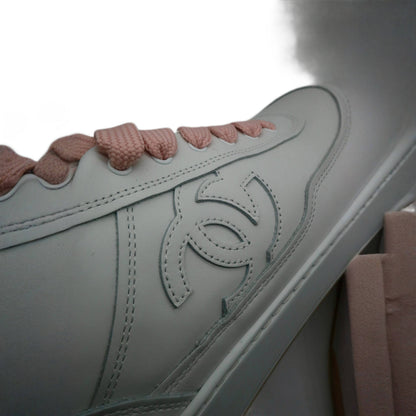 Chanel CC Low Top Sneakers White and Pink