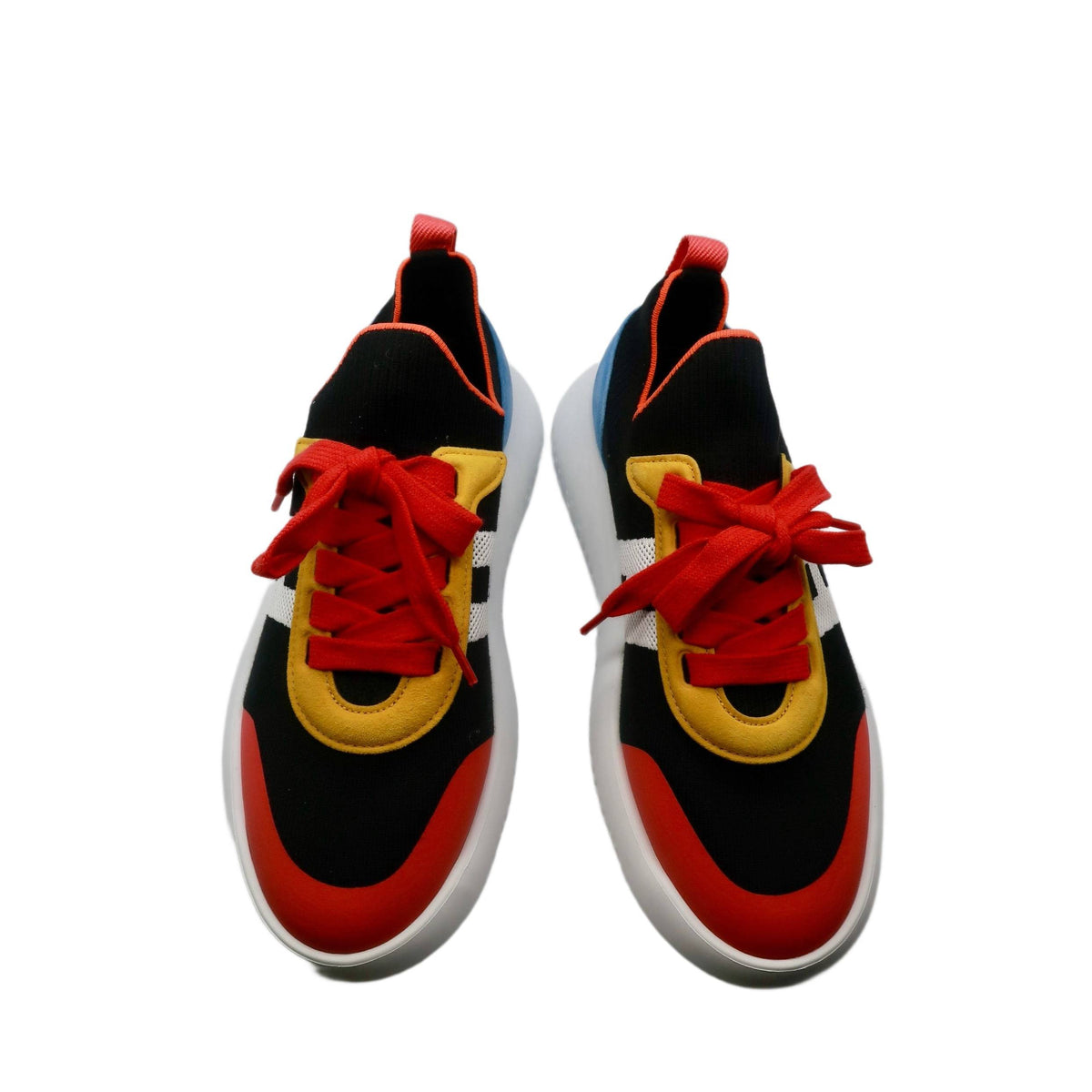 Hermes Knit Suede Goatskin Women's Crew Sneakers 38 Multicolor