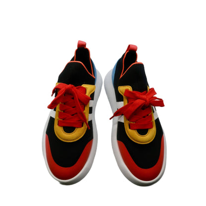 Hermes Knit Suede Goatskin Women's Crew Sneakers 38 Multicolor