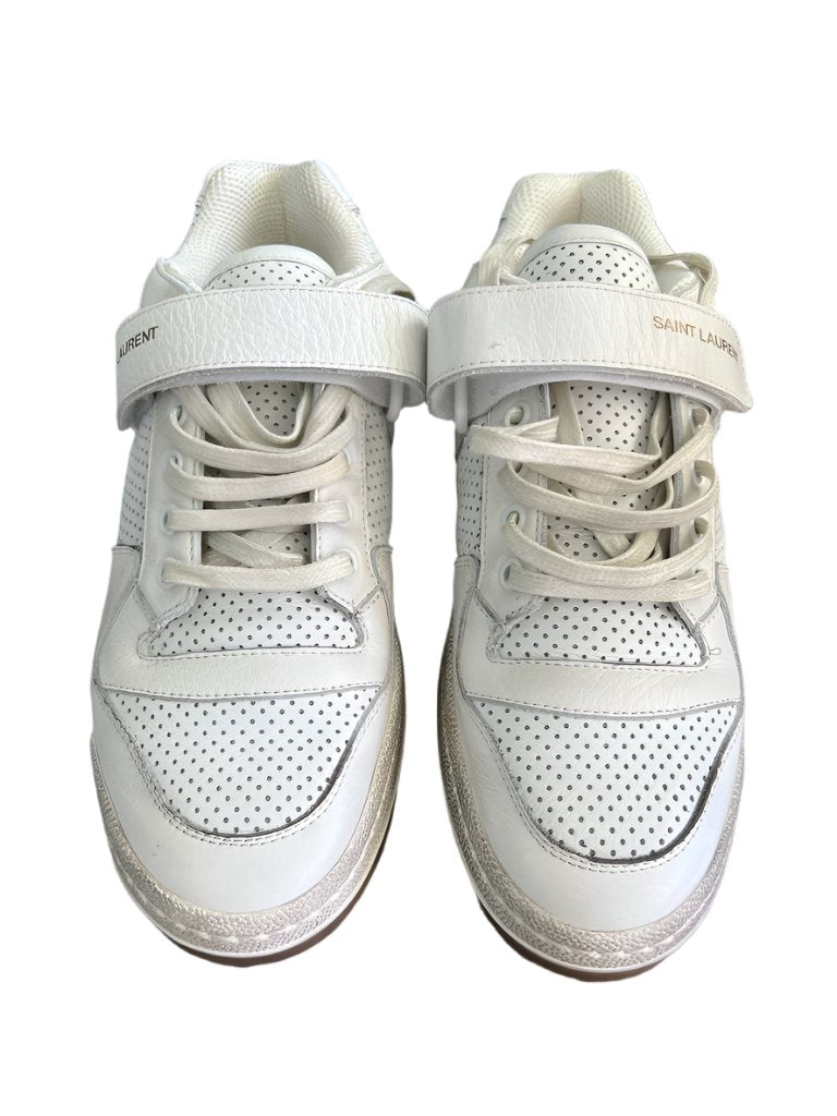 Saint Laurent Women's White Sl24 Leather Sneakers