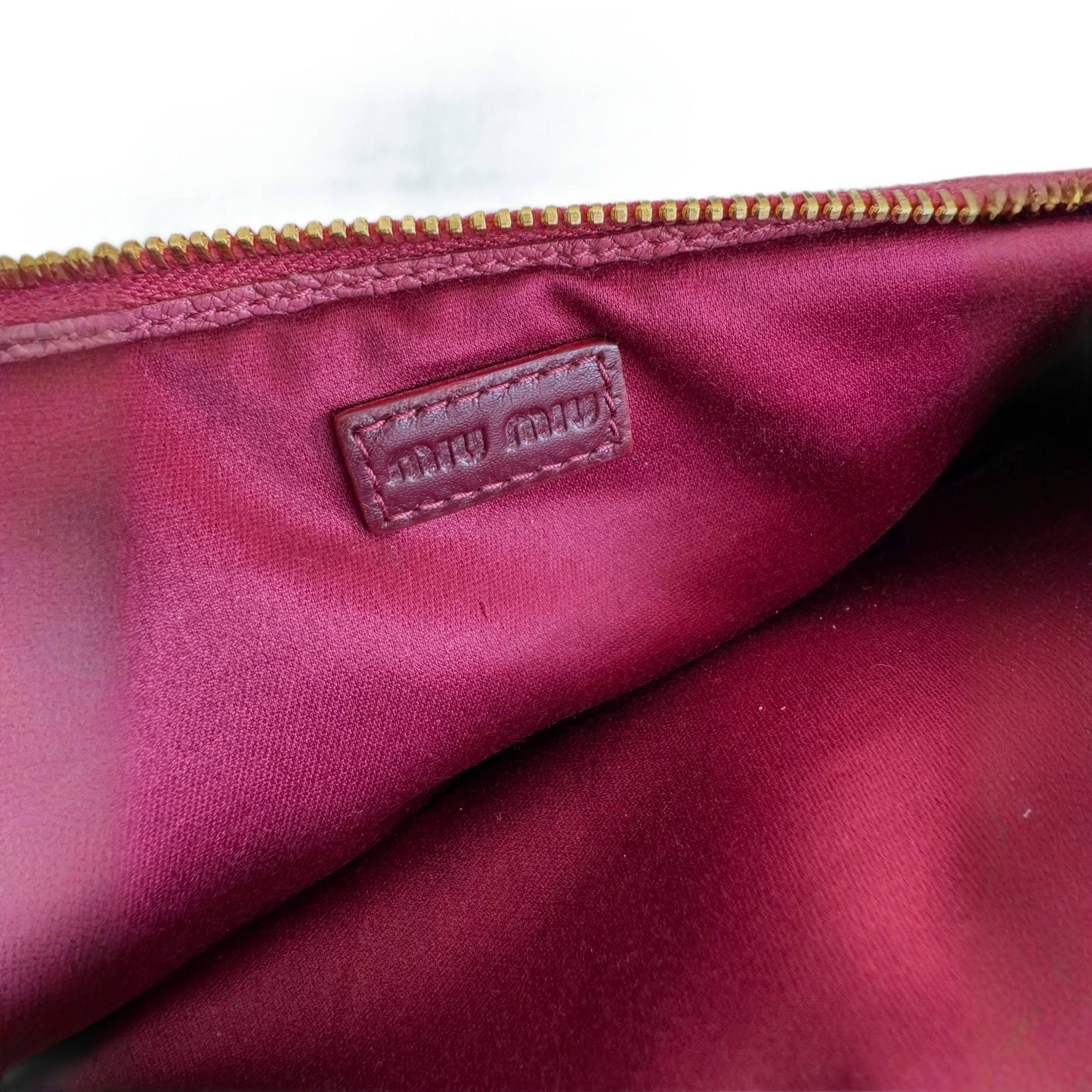 MIU MIU Red Madras Leather Bandoliera Pochette Bag