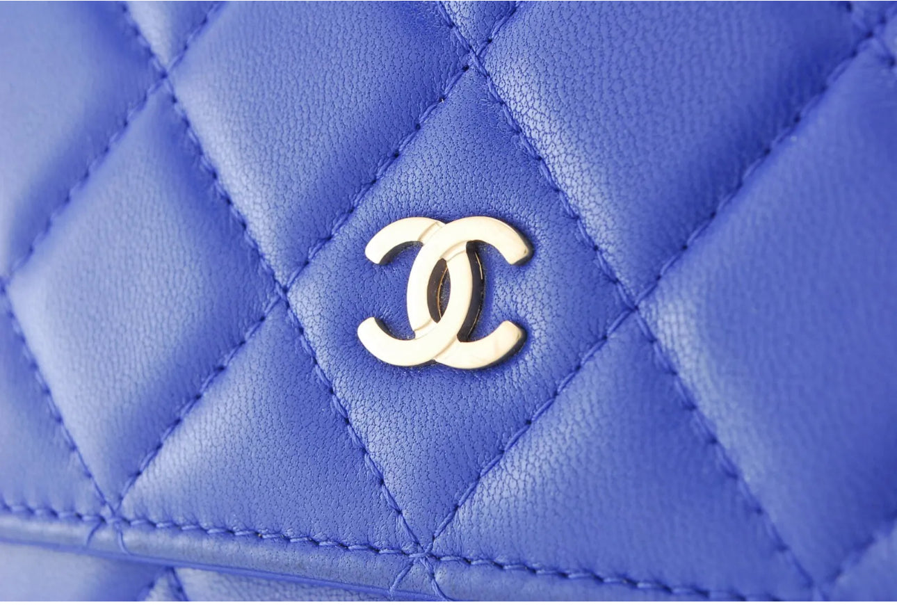 CHANEL Wallet On Chain Blue Matelasse