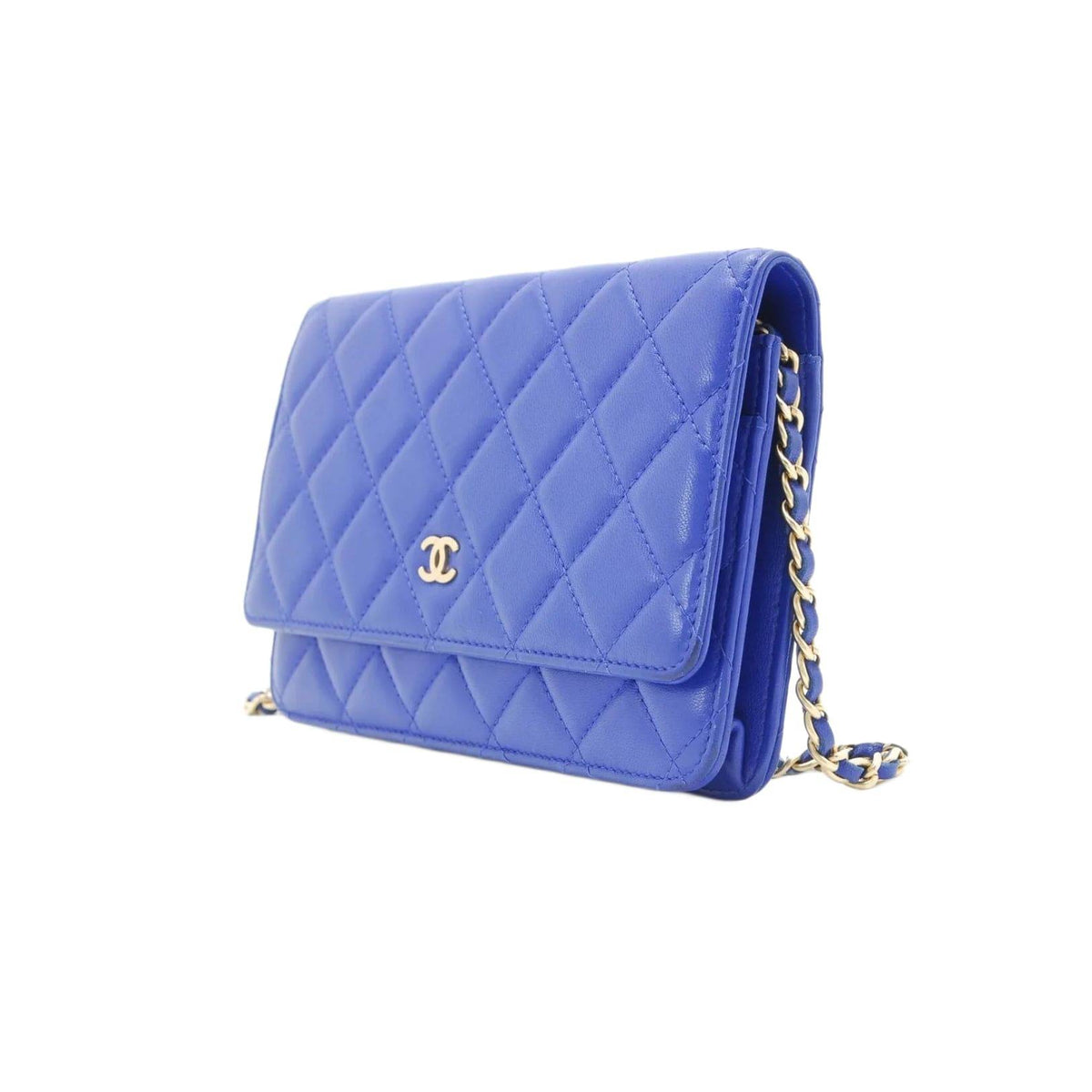 CHANEL Wallet On Chain Blue Matelasse
