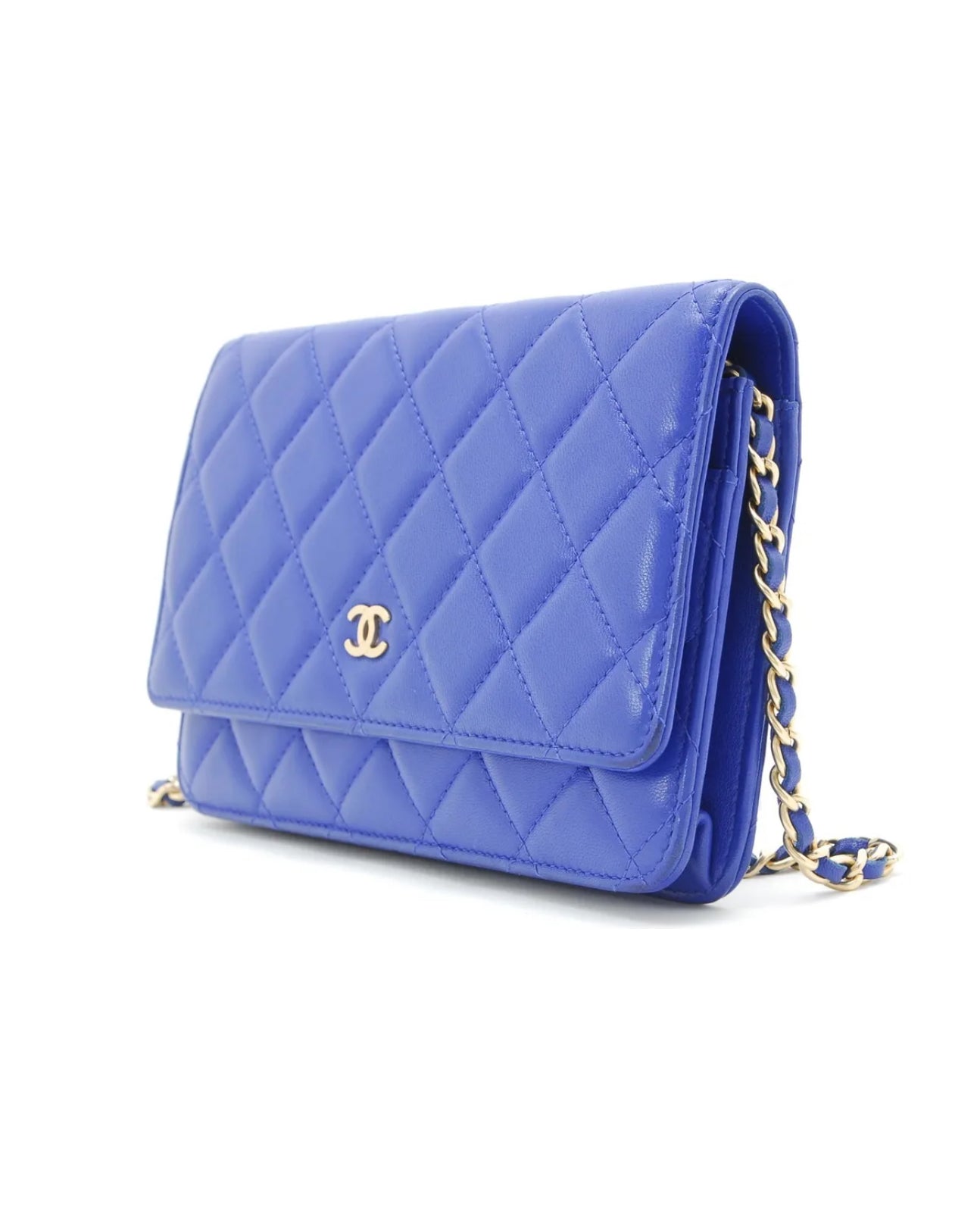 CHANEL Wallet On Chain Blue Matelasse