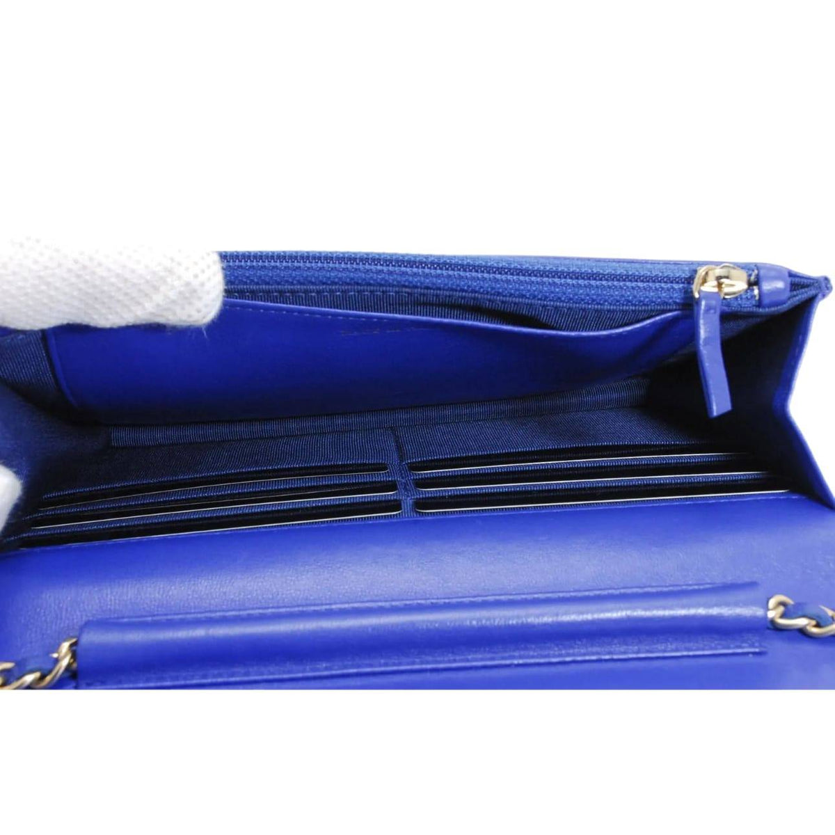 CHANEL Wallet On Chain Blue Matelasse