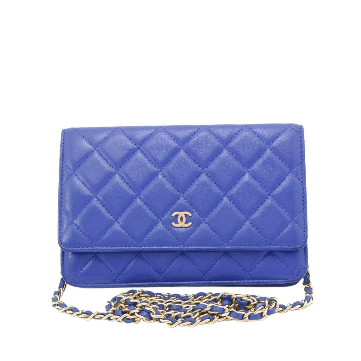 CHANEL Wallet On Chain Blue Matelasse