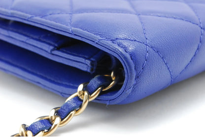 CHANEL Wallet On Chain Blue Matelasse