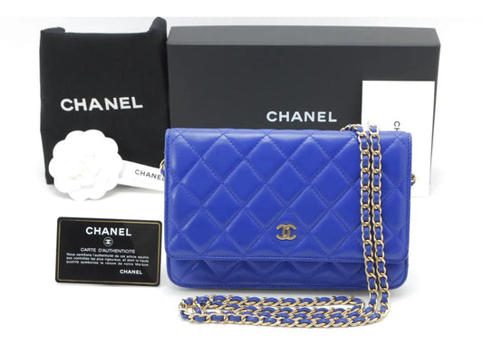 CHANEL Wallet On Chain Blue Matelasse