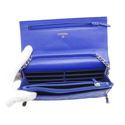 CHANEL Wallet On Chain Blue Matelasse