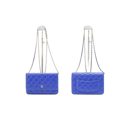 CHANEL Wallet On Chain Blue Matelasse