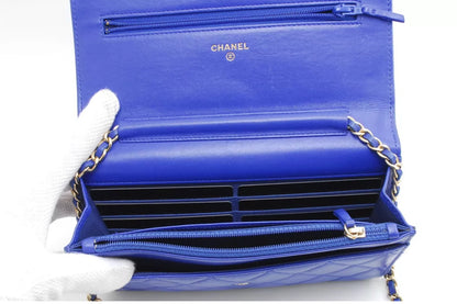 CHANEL Wallet On Chain Blue Matelasse