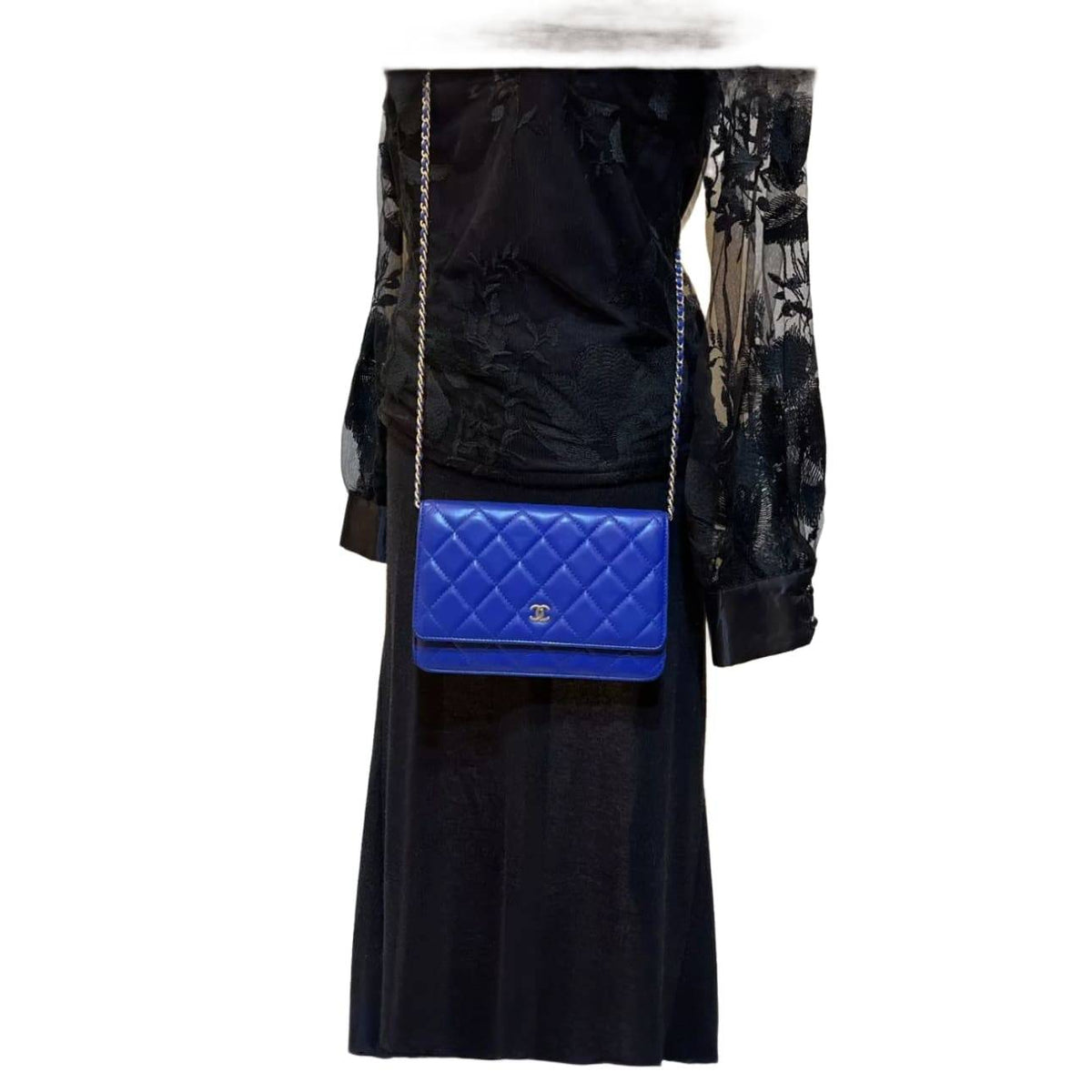 CHANEL Wallet On Chain Blue Matelasse